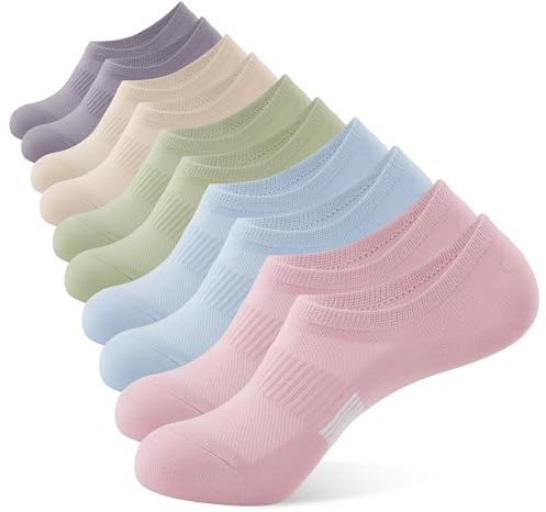BUDERMMY No Show Socks Womens Low Cut Non Slip Athletic Cotton Invisible Women Sock 5 Pairs (US, Numeric, 9, 11, Regular, Regular, 5 Pairs Mixed)