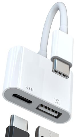 Adaptador USB C a USB (2 en 1) para iPad OTG 3.0 Tipo C Cargador Cable para iPhone 16 15 Pro Max para Apple MacBook Tablet Compatible para Samsung S25 S24 Converter Lector de Tarjetas Cámara Digital
