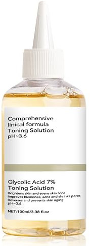 Glycolic Acid 7% Toning Solution, Glykolsäure Toner, geeignet für alle Hauttypen, Hydrating Toner, Peeling, Unreinheiten, Akne, Feuchtigkeit Spenden und Stärken Haut