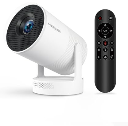 【Electric Focus】HY300Ultra Mini Projector Compatible with 4K, Portable Projector with WiFi6 and Bluetooth 5.4, Smart Projector, 5W Sound Base Speaker, 180° Rotation for Home Theater