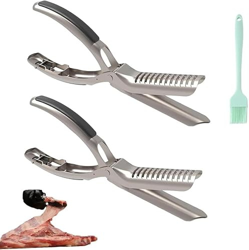 Rib Prep Pro – Edelstahl Rippenmembranentferner Werkzeug zum Grillen & Grillen – Ergonomisches Silberhautentfernungsset – Grill-Gadget für perfekte Rippen (1 Stück)