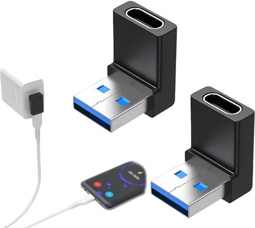 Hawpasy 2 Stück USB C to USB 3.0 Adapter, USB Type-C Female to USB-A Male Adapter 90, 10Gbps Datenübertragung & 2A Laden, Kompakt OTG Konverter für Laptop, Ladegerät, Powerbank