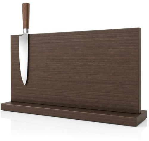 THMINS Wooden Magnetic Knife Holder 40cm 15.7 inch Dark Grey Countertop | Universal multifunctional presentation shelf for the kitchen counter