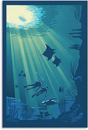 Vintage Reise Poster Coral Reef Scuba Diving Retro Wand Kunst Leinwand Poster Home Dekoration Zimmer Dekor Ungerahmt 30x45cm
