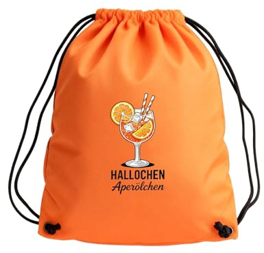 ANKUOFUA Aperol Geschenk Tasche, Wasserdicht Aperol Spritz Geschenk Turnbeutel Rucksack 35x45cm mit Hallöchen Aperölchen Design – Aperol Spritz Kostüm Damen Accessoires für Karneval Köln