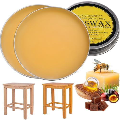 2Pcs Beeswax Wood Polish,Beeswax Wood Protector,Bees-Wax Bees-Wax Furniture, Wood Conditioner,Furniture Polish & Conditioner, 25g/Box