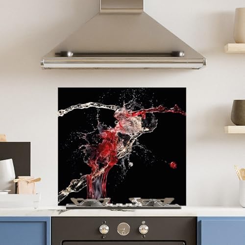 Premium 70 x 65cm Red White Wine Splash 6mm Glass Toughened Kitchen Splashback