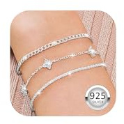 BMMYE 3 Stück Armband Damen 925 Sterling Silber Hypoallergen Verstellbar | 14K Gold Vergoldet Mit Cubic Zirkonia Armbänder Set Geburtstags Schmuck Geschenk für Damen
