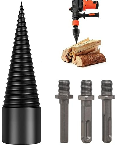 Hiacinto Foret fendeur de bois électrique, professionnel, 38 mm, pour bois dur et bois de chauffage, kit complet avec 4 poignées, cône de bois fendu et tige conique de vissage, kit de forets à bois