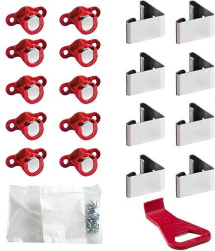 Scilm Ganci Magnetici Zoccolo Cucina Legno - Kit 10 Magneti + 8 Ganci Piedino + Leva - Compatibile con piedini diametro 34 mm e regolo diametro 80 mm