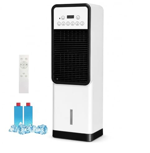 Aire Acondicionado Portátil Con 5 Modos Frío y Calor, Climatizador Evaporativo Con Función de Niebla Fría y Temporizador de 12 Horas, Enfriador de Aire para Hogar Oficina Salón y Dormitorio