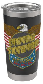 Lynyrd Skynyrd Adler Support Badge US Flagge 70er Jahre Southern Rock Doppelwandiger Edelstahl-Thermobecher