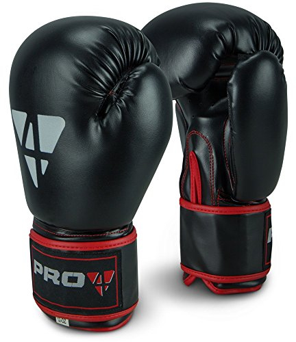 Pro4 Boxhandschuhe Fight - bestens geeignet für Boxen Kampfsport Kickboxen Fitness 8 10 12 14 16 oz unzen schwarz/rot 12oz