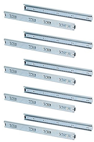Emuca 3043805 Set Schubladenführungen, vollauszug mit Rollen, Lot von 5, Verzinktem, 650 mm
