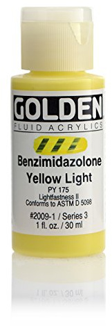Golden Fluid Acrylic, 1 Ounce Bottle, Benzimidazolone Yellow Light (2009-1)