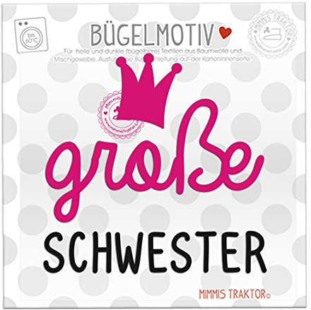 Bügelbild große Schwester mit Krone Flockfolie Aufbügler Applikationen Bügelsticker für Stoffe Textilien Kinder zum Aufbügeln Flicken