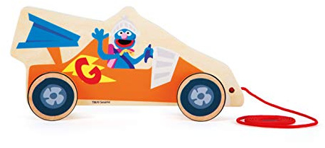 small foot 10981 Sesamstrasse Rennauto aus Holz, 100 Prozent FSC-Zertifiziert, Ziehspielzeug für Kinder ab 1 Jahr zum Ziehen und Laufen Spielzeug, Mehrfarbig