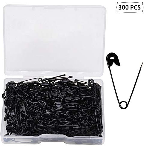YOFASEN 300 Stück Sicherheitsnadeln - Große und kleine Stecknadeln Nickel Plated Pin - für Kleidung Kunsthandwerk Nähen Schmuckherstellung Home Office Verwenden, Schwarz, 18mm