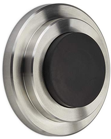 SOTECH Butée de porte hauteur 15,5 mm en inox véritable Ø 60 mm pour montage mural avec tampon caoutchouc Ø 33 mm
