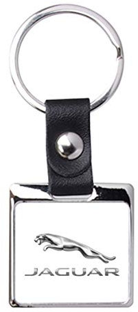 Porte-clés Acier/Simili Cuir So Chic - Jaguar (Blanc)