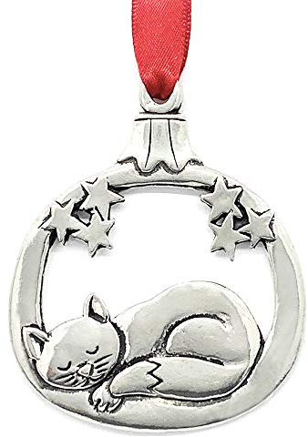 Basic Spirit Christbaumschmuck aus Zinn, schlafende Katze, Dekoration