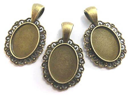 beadsvision 10 Fassungen für 13x18mm Cabochons Farbe Bronze Rohlinge Metall Kettenanhänger Anhänger Rohling #S569