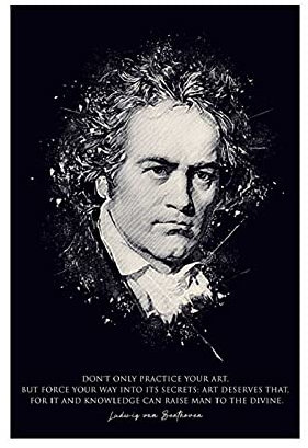 YINGXI Ludwig Van Beethoven Poster, motivierend, inspirierendes Zitat, 3 Leinwand, Wand, Schlafzimmer, Dekor, Bild, Sport, Landschaft, Büro, Raumdekoration, Geschenk, Rahmen: 30 x 45 cm