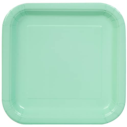 Unique- Platos Cuadrados de Papel Ecológicos-18 cm Verde Menta-Paquete de 16, Color mint green (99274EU)
