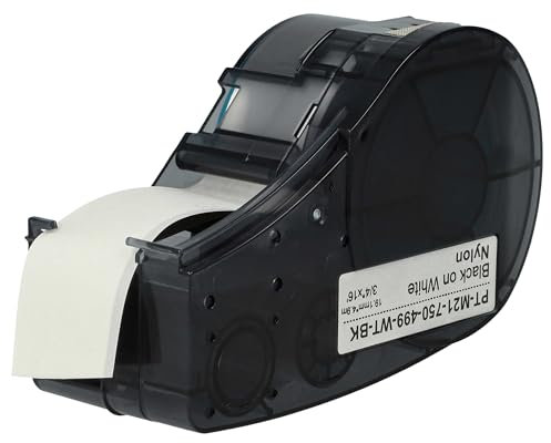 vhbw 1x Schriftband-Kassette kompatibel mit Brady BMP21-LAB, IDPAL, M210, LABPAL, BMP21 Plus Etiketten-Drucker 19,05mm Schwarz auf Weiß, Nylon