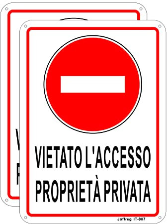 Joffreg Cartello Proprietà Privata Divieto di Accesso in Alluminio,18 x 25 cm,Facile da installare,per Uso Interno o Esterno,Resistente UV,Resistente alle intemperie,2 pz
