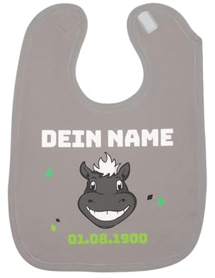 Borussia Mönchengladbach Baby-Lätzchen – Grau | Offizieller Fanartikel Fohlenshop | Personalisierbar | Weiches Lätzchen für Babys