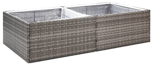 vidaXL Jardinière Pot de Fleurs Bac à Fleurs Pot de Plantes de Jardin Balcon Terrasse Patio Extérieur Gris 157x80x40 cm Résine Tressée
