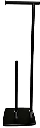 NAEM Black Toilet Roll Holder Freestanding – Heavy-Duty Toilet Roll Storage for up to 3 Rolls, Anti-Slip Weighted Base & Chrome Finish Bathroom Stand