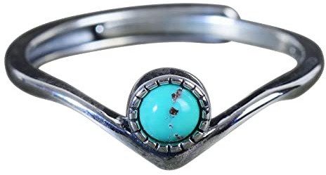 NicoWerk Damen Silberring Türkis aus 925 Sterling Silber Schmal Vintage mit Stein Filigran Geschwungen Verstellbar Offen SRI901