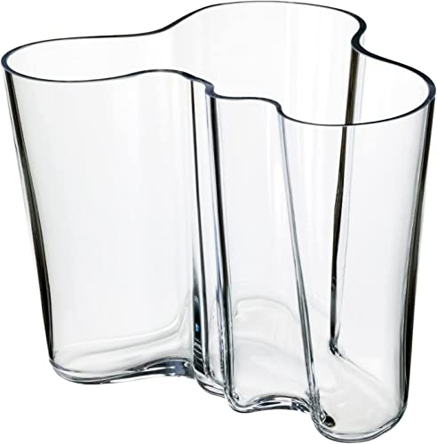 Iittala Alvar Aalto 1007041 - Jarrón de Cristal Transparente en Forma de Onda, 16 x 20,8 cm