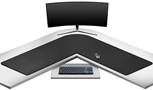 Mydours L-förmige Schreibtischunterlage, PU-Leder, L-Form, Gaming-Mauspad, 135,1 cm (L) x 135,1 cm (L) x 39,9 cm (B), Eck-Computer-Schreibtischunterlage und Schreibunterlage (schwarz)