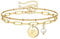 TINGN Armband Damen Gold, Zierlich Gold Doppelschichtiges Layered Charm Armband mit Buchstaben P Personalisiertes Armband Gliederkette Armkette Perlenarmband Armschmuck Geschenke für Frauen Mädchen