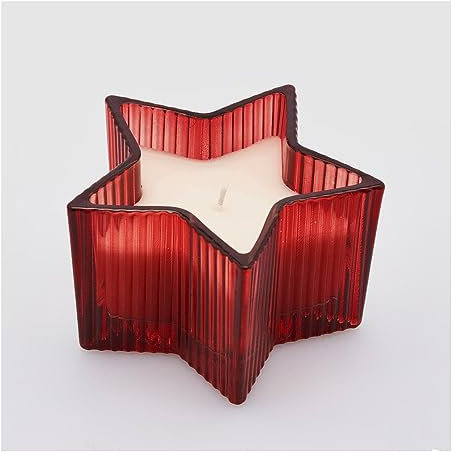 EDG Enzo De Gasperi Candela profumata a forma di stella natalizia in vetro trasparente, profumazione Ambra D13,5xH8 cm 3 varianti (1pz) ROSSO