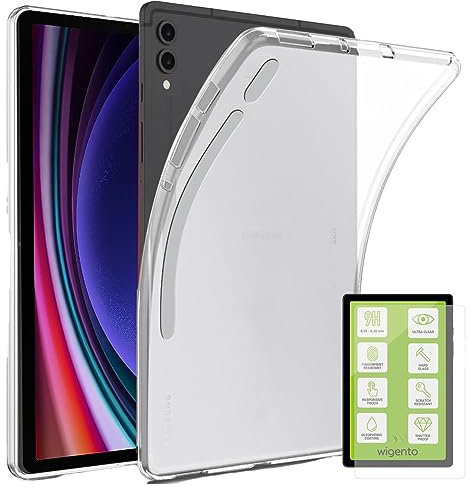 Wigento Für Samsung Galaxy Tab S9+ Plus und FE Transparent Hülle Tasche Etuis Case Cover + H9 0,3 mm 2.5D Hart Glas Neu