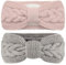 2 Stück Damen Gestrickt Stirnband, Verdicken Stirnband Damen, Haarband Ohrenwärmer Elastische, Winter Kopfband Haarband, Elastische Haarreife Ohr Wärmer für Mädchen (Rosa, Grau)