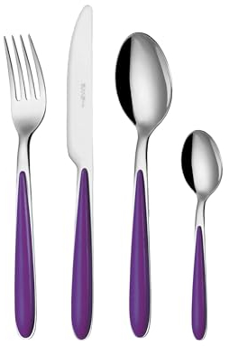 EME POSATERIE Set di Posate da Tavola Caribe Lilla 25 in acciaio inox 18/0, Nichel free, per 6 persone, 24 pezzi