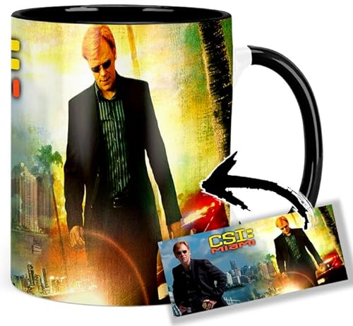 CSI Miami David Caruso Tasse Innen & Henkel Schwarz Keramikbecher Mug