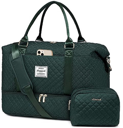 LOVEVOOK Travel Gym Duffel With Wash Bag - Women's Weekend Overnight Holdall, Ryanair EasyJet Cabin Hand Luggage With Shoe Compartment, Waterproof Large Carry on for Hospital, Vacation