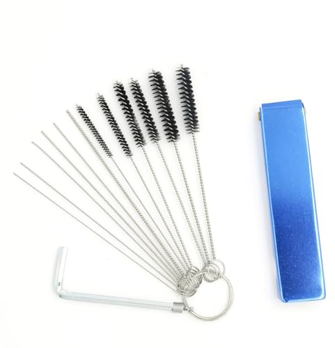 RTRTGS Kit de Nettoyage pour gicleurs de carburateur – 13 tiges de Nettoyage, 6 Aiguilles + 6 brosses en Nylon – pour Moto, Quad, mobylette