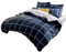 Sonive Mikrofaser Bettbezug-Set –Bettwäsche 155x220cm/Kissenbezug 80x80cmx2, Marineblau Einfaches Karo,ÖKO-TEX Bettlaken mit Eckbänder