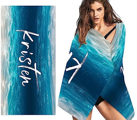 papasgix Badetuch mit Namen 76x152cm Mikrofaser Personalisiertes Strandtuch Leicht und Schnelltrocknend Saunatuch Badehandtuch Duschtuch für Reise, Strand, Sauna
