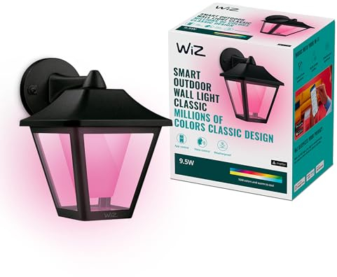 WiZ smarte Outdoor Wandleuchte Classic, 16 Mio. Farben, schwarz, WLAN-App-Steuerung, für Haus-, Garten- und Terrassenbeleuchtung, IP44 wetterfest