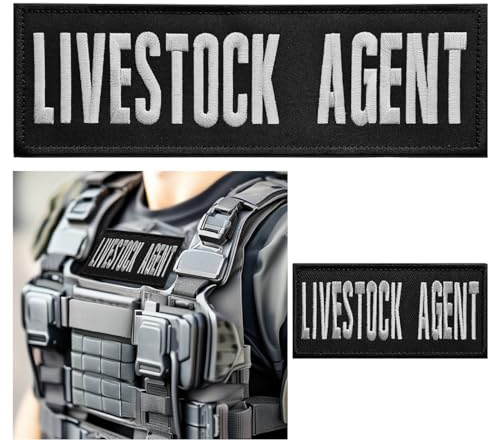 Lifestock Agent Patch, öffentliche Sicherheitsabzeichen, Klettverschluss, für Offizieruniformen, Westen, Jacken und Hüte, Schwarz, 2 Stück