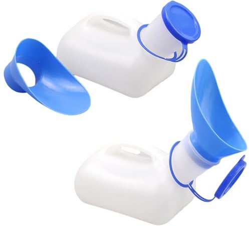 SRTSTR 2stk Urinflaschen für Männer Frauen mit Deckel, 1000mL Pinkelflasche für Männer, Harnflasche für Männer, Auslaufsichere Harnkammer, Tragbare Toiletten Urinale, für Auto Notfall, Bett, Camping