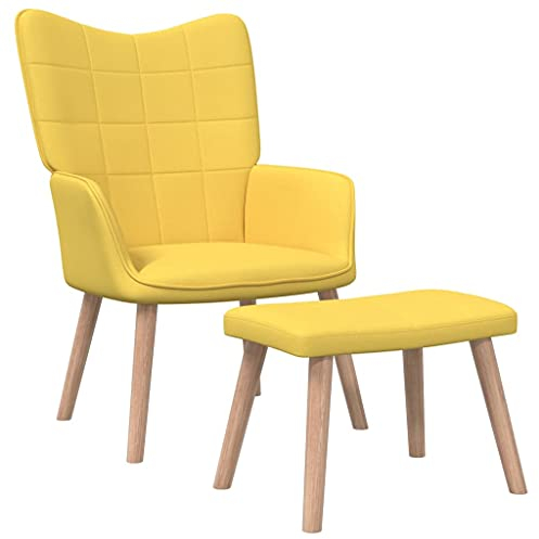 CINDERFUL Sessel mit Hocker Senfgelb Stoff,Stilvoller Sessel mit Hocker Modernes Design für Komfort und Haltbarkeit Möbel Wohnzimmer